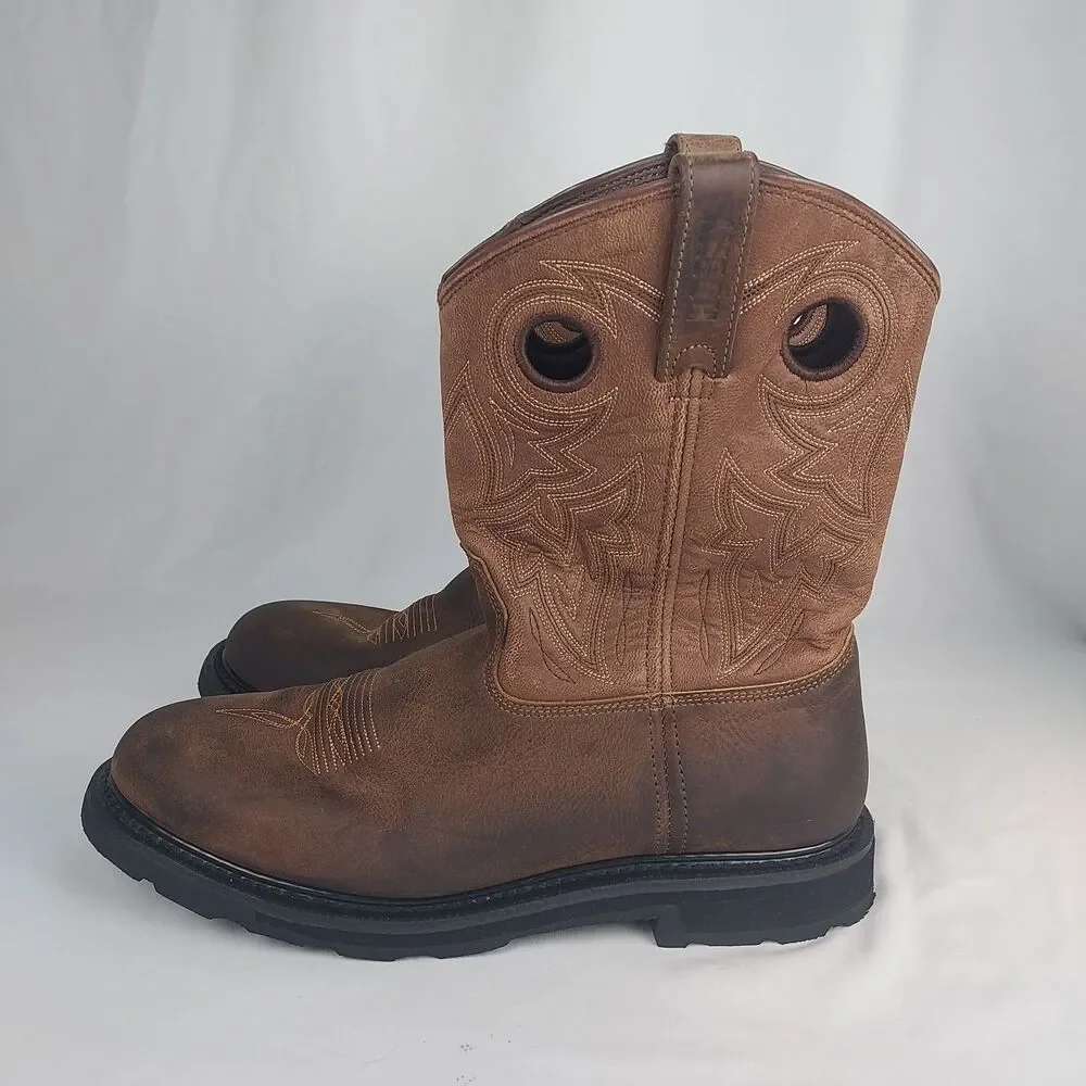 Rocky Farmstead 11in Wellington Work Boot Mens 12W Wide Brown RKYW050